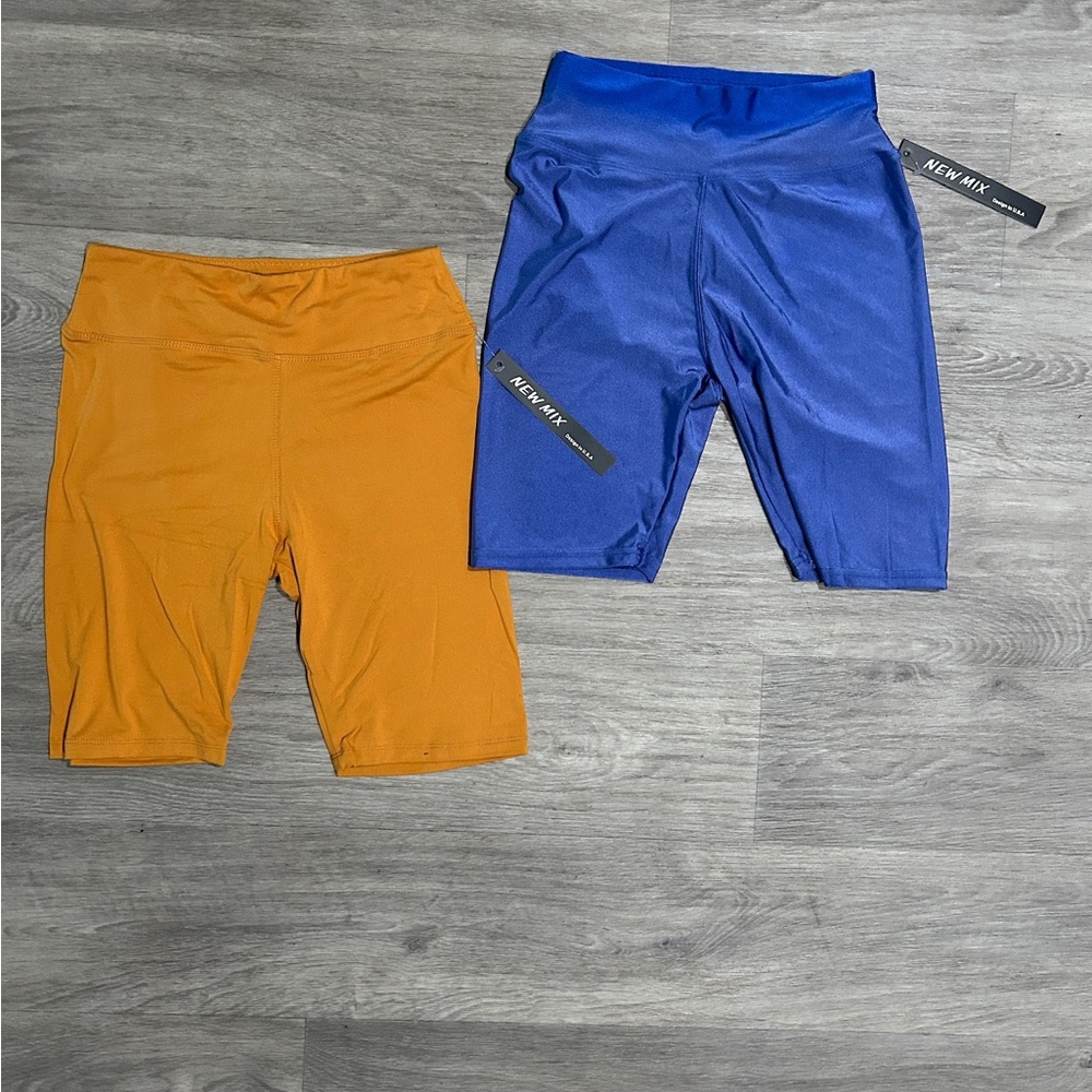 New mix Blue and Orange Biker Shorts Set